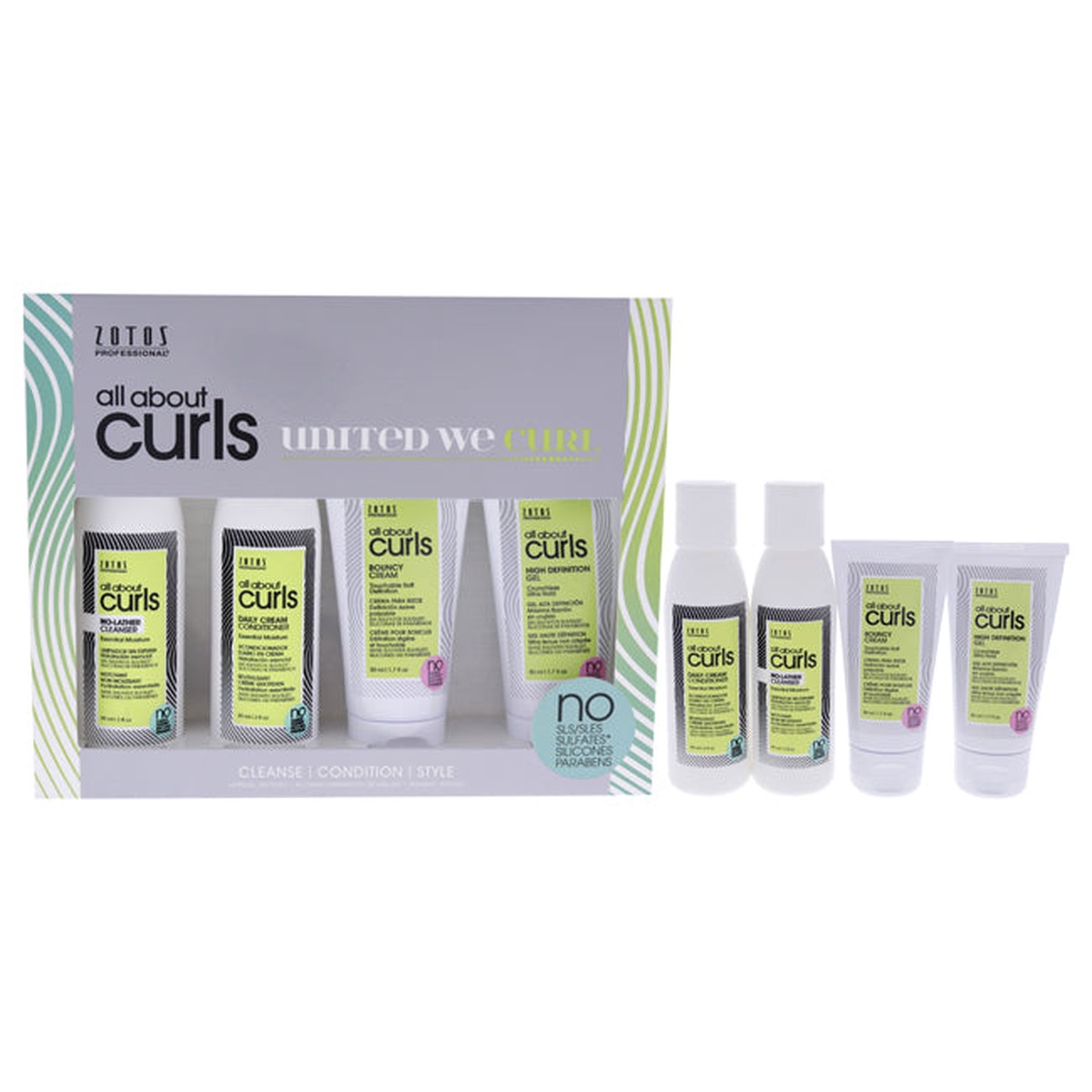 All About Curls Starter Kit by All About Curls for Unisex - 4 Pc 3oz Cleanser 3oz Conditioner 17oz Gel 17oz Cream