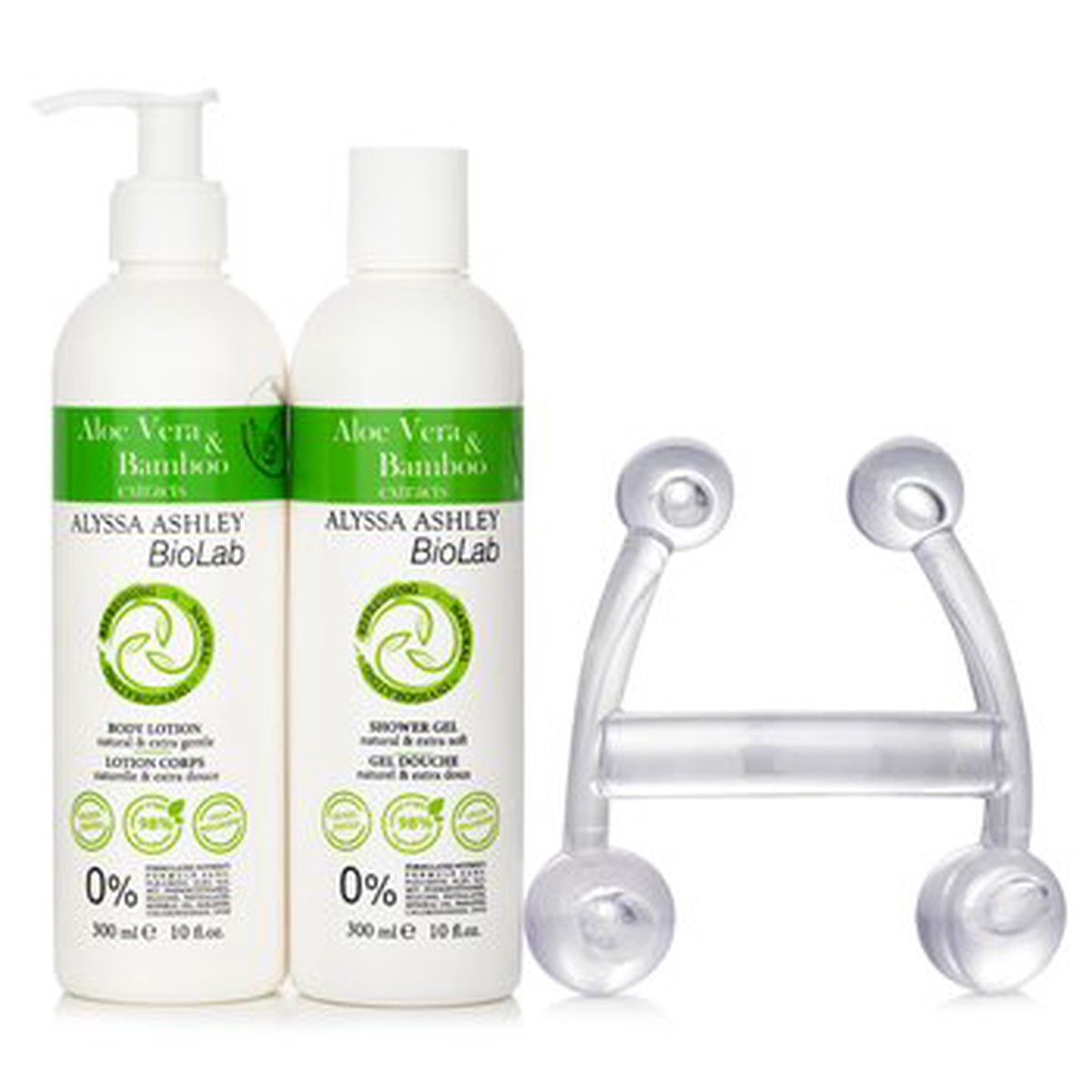 Alyssa Ashley Biolab Aloe Vera Bamboo Body Lotion Shower Gel Massager 3pcs