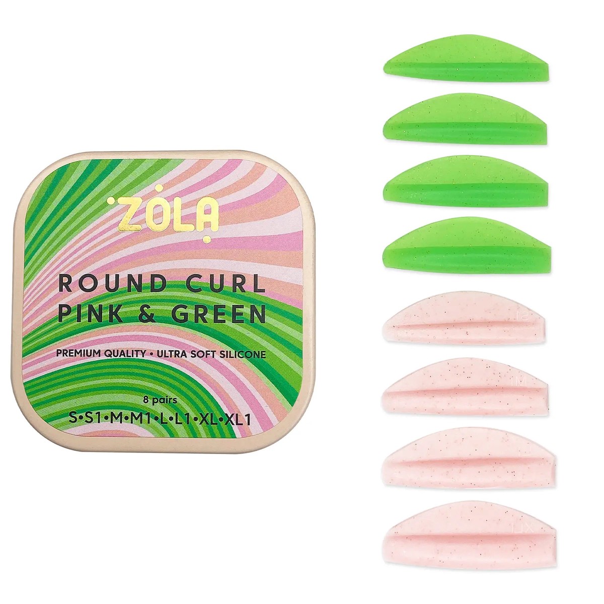 ZOLA Silicone molds for laminating Round Curl Pink and Green