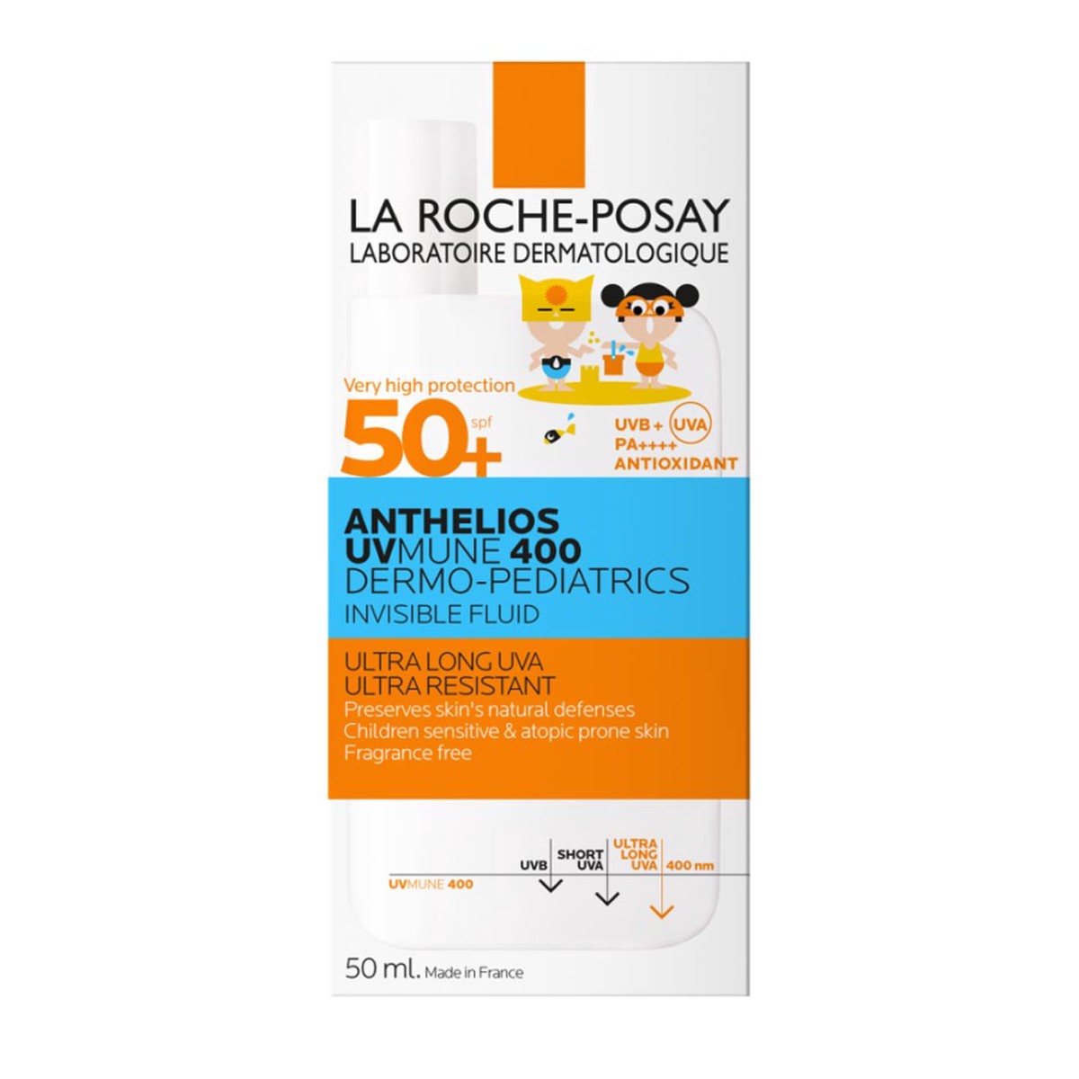 La Roche-Posay Anthelios UVMune 400 Dermo-Pediatrics Ultra Light Invisible Fluid SPF50 For Childrens Sensitive Atopy-Prone Skin