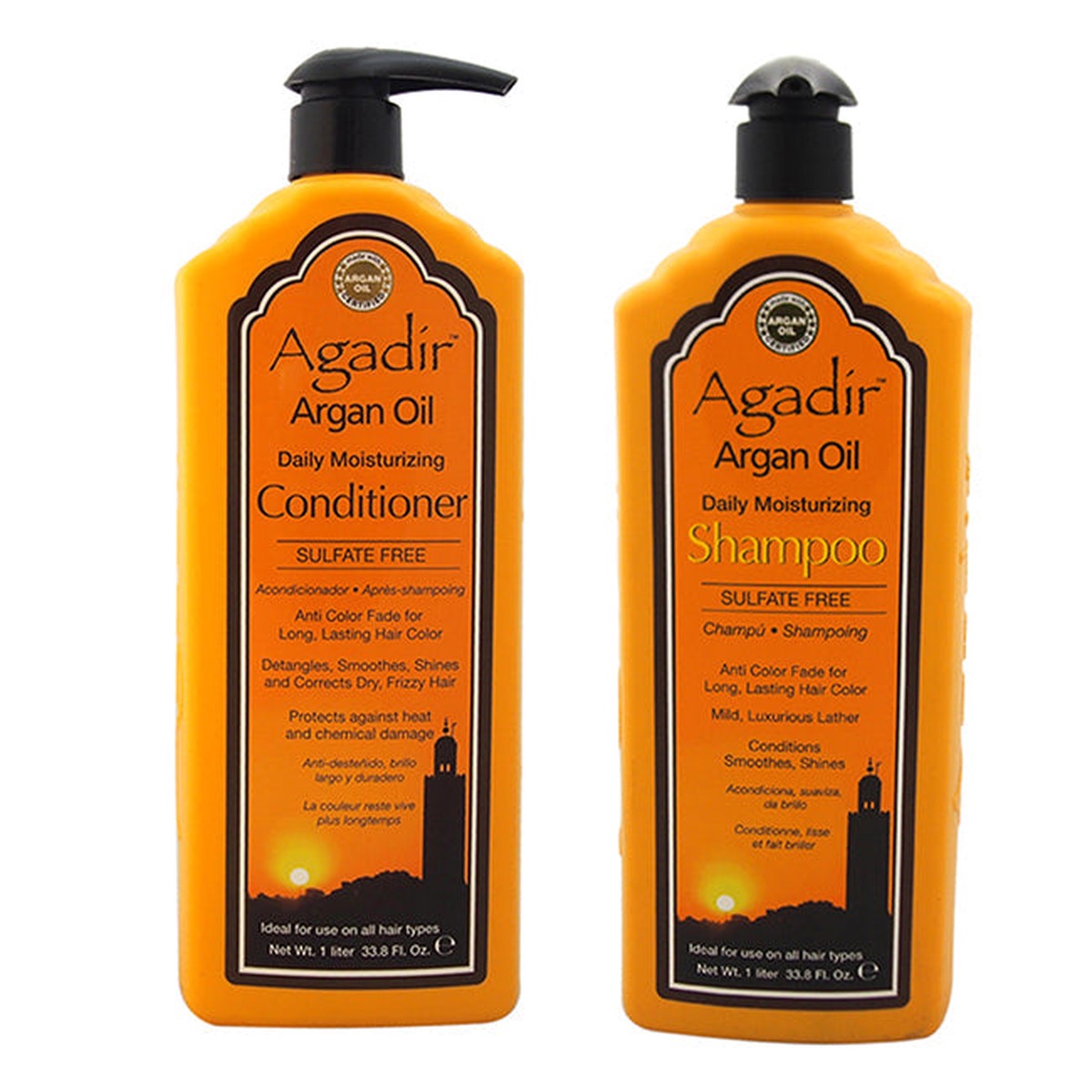 Agadir Argan Oil Daily Moisturizing Shampoo and Conditioner Kit by Agadir for Unisex - 2 Pc Kit 338oz Shampoo 338oz Conditioner