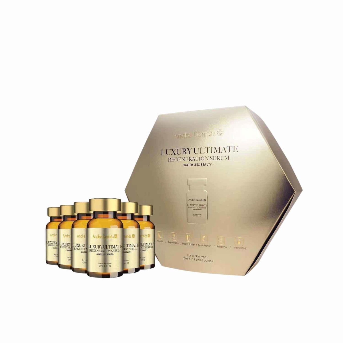 Andre Dermes LUXURY ULTIMATE REGENERATION SERUM (Antioxidant Reduce Fine Lines Hydrating Repairing Anti-Aging) (e3ml6 bottles per box) AD002 Fixed Size