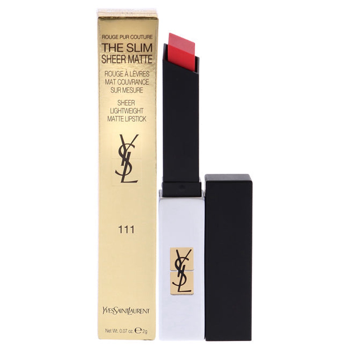 Yves Saint Laurent Rouge Pur Couture The Slim Sheer Matte Lipstick - 111 Corail Explicite by Yves Saint Laurent for Women - 007 oz Lipstick