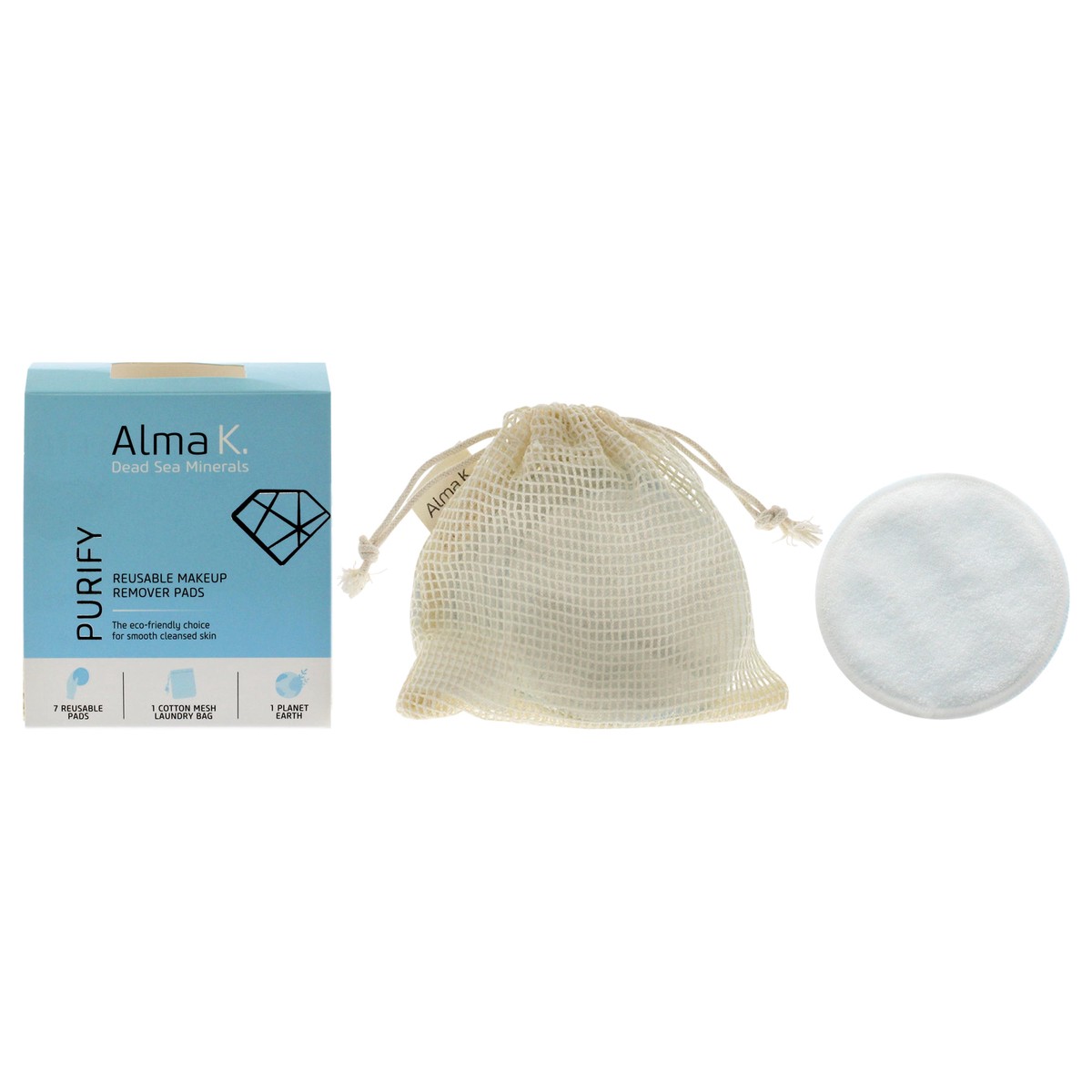 Alma K Reusable Makeup Remover Pads by Alma K for Women - 8 Pc 7 Reusable Pads 1 Cotton Mesh Wash Bag