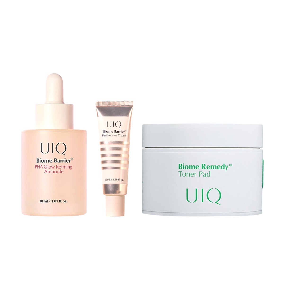 UIQ Biome Barrier PHA Glow Refining Ampoule 30ml Remedy Toner Pad 70 Sheets Panthensive Cream 10ml