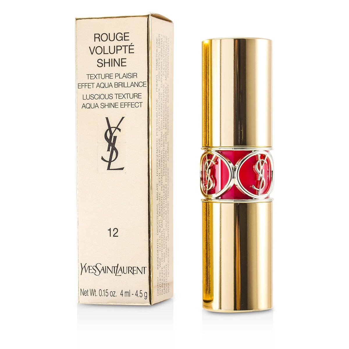 Yves Saint Laurent Rouge Volupte Shine - 12 Coral Incandescent Corail Dolman 32g011oz