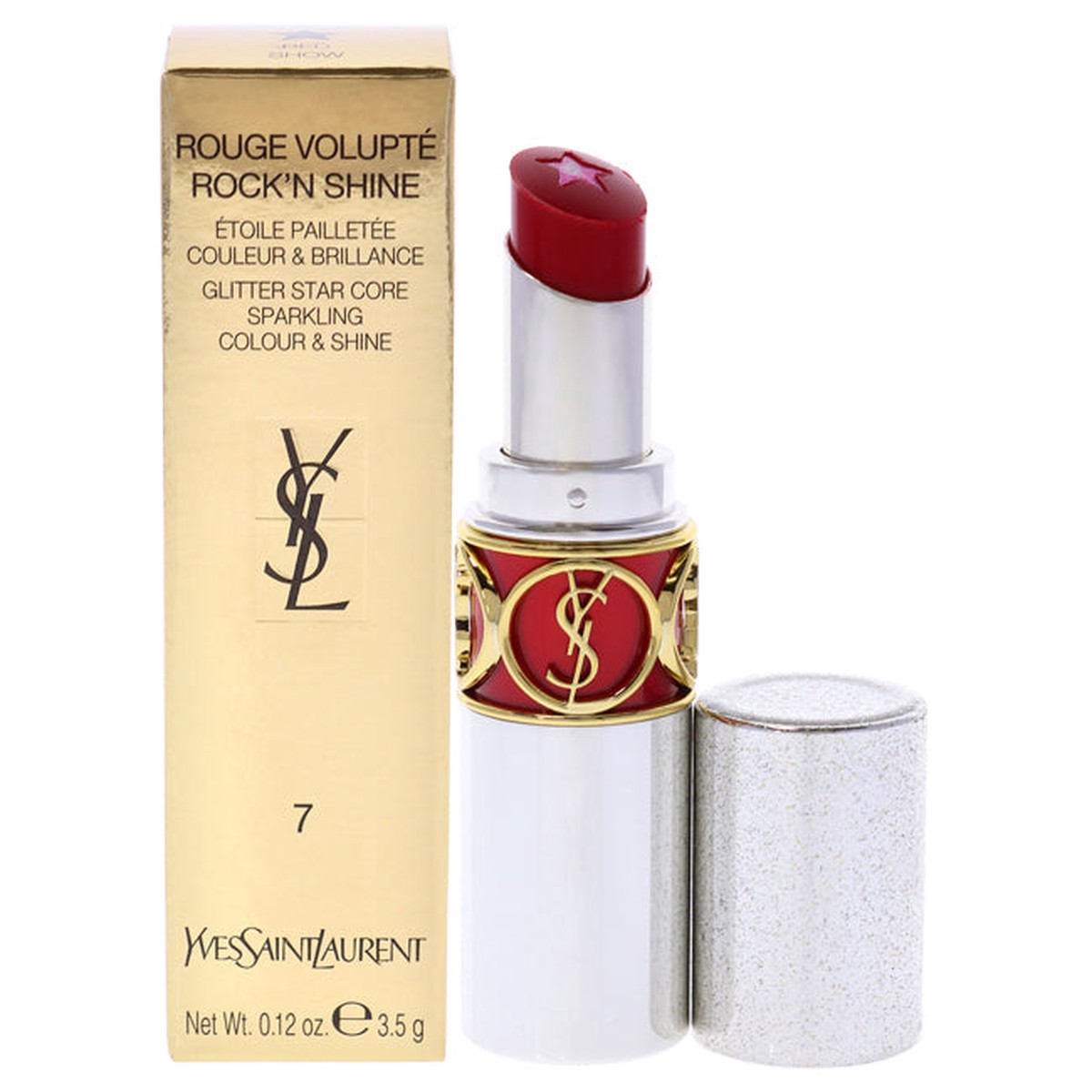 Yves Saint Laurent Rouge Volupte RockN Shine Lipstick - 07 Red Show by Yves Saint Laurent for Women - 012 oz Lipstick