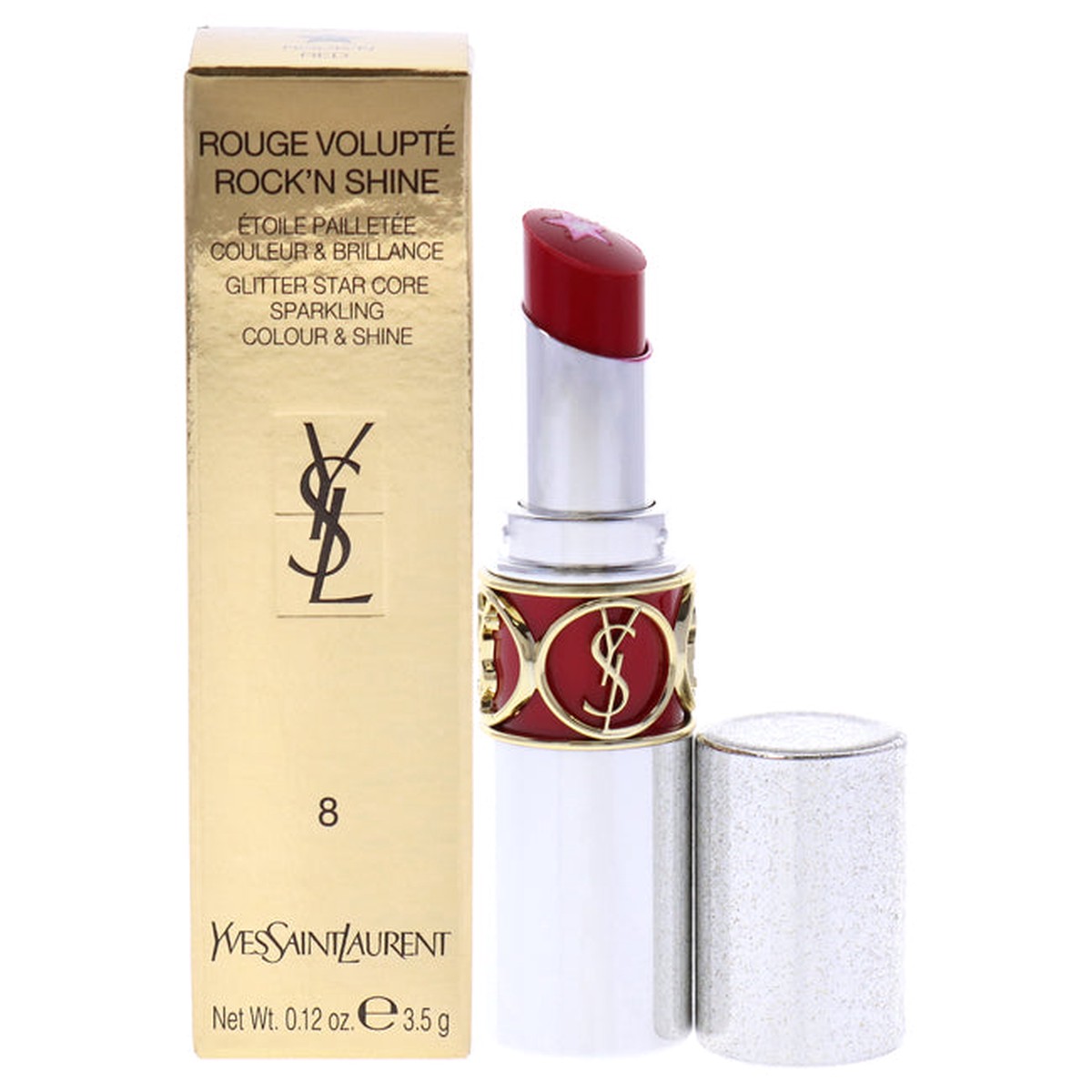 Yves Saint Laurent Rouge Volupte RockN Shine Lipstick - 08 RockN Red by Yves Saint Laurent for Women - 012 oz Lipstick