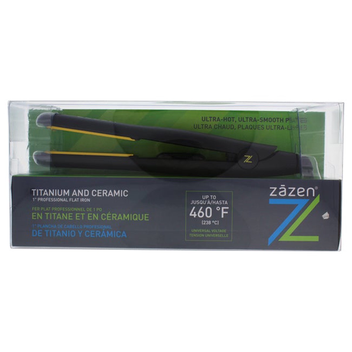Zazen Titanium And Ceramic Professional Flat Iron - Model Z-GLIDEC - Black by Zazen for Unisex - 1 Inch Flat Iron
