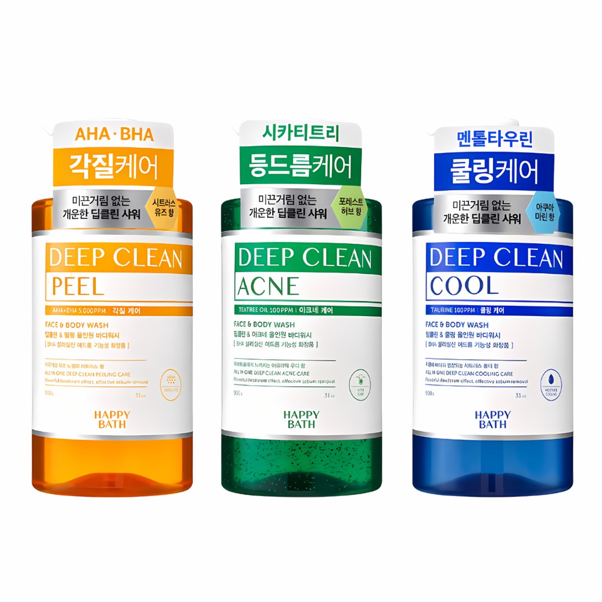 HAPPY BATH Deep Clean ALL IN ONE Face Body Wash for Back Acne 900g