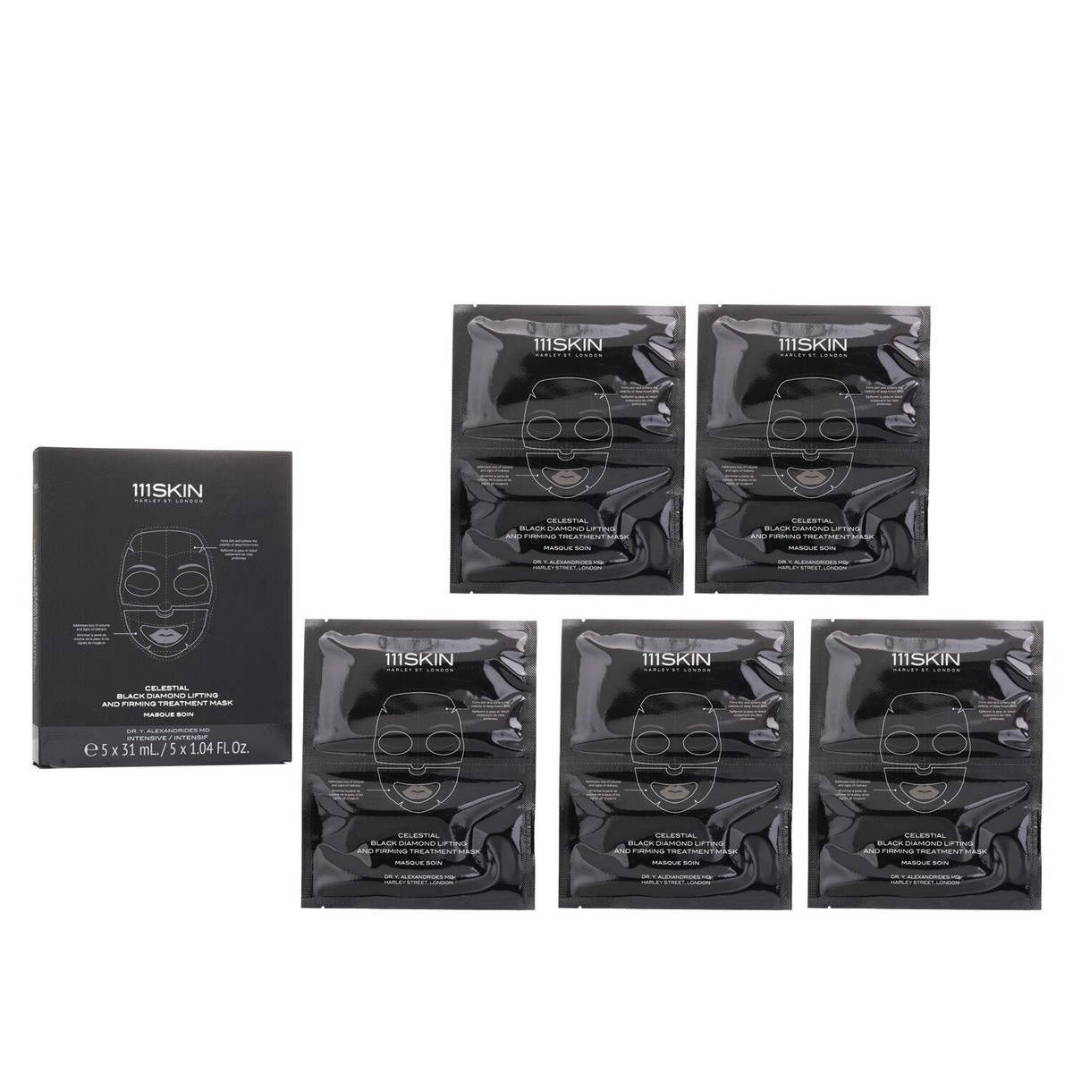 111skin Celestial Black Diamond Lifting and Firming Treatment Mask 31ml104oz x 5