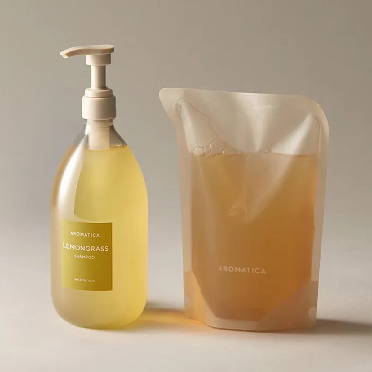 AROMATICA Lemongrass Anti-Hair Loss Shampoo 1L Refill 500ml Set