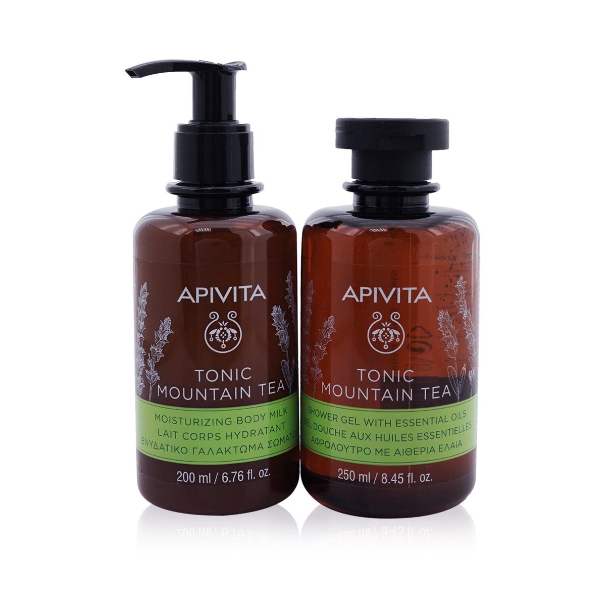Apivita Uplift Your Mood Toning Revitalization Set Tonic Mountain Tea Shower Gel 250ml Tonic Mountain Tea Body Milk 2pcs