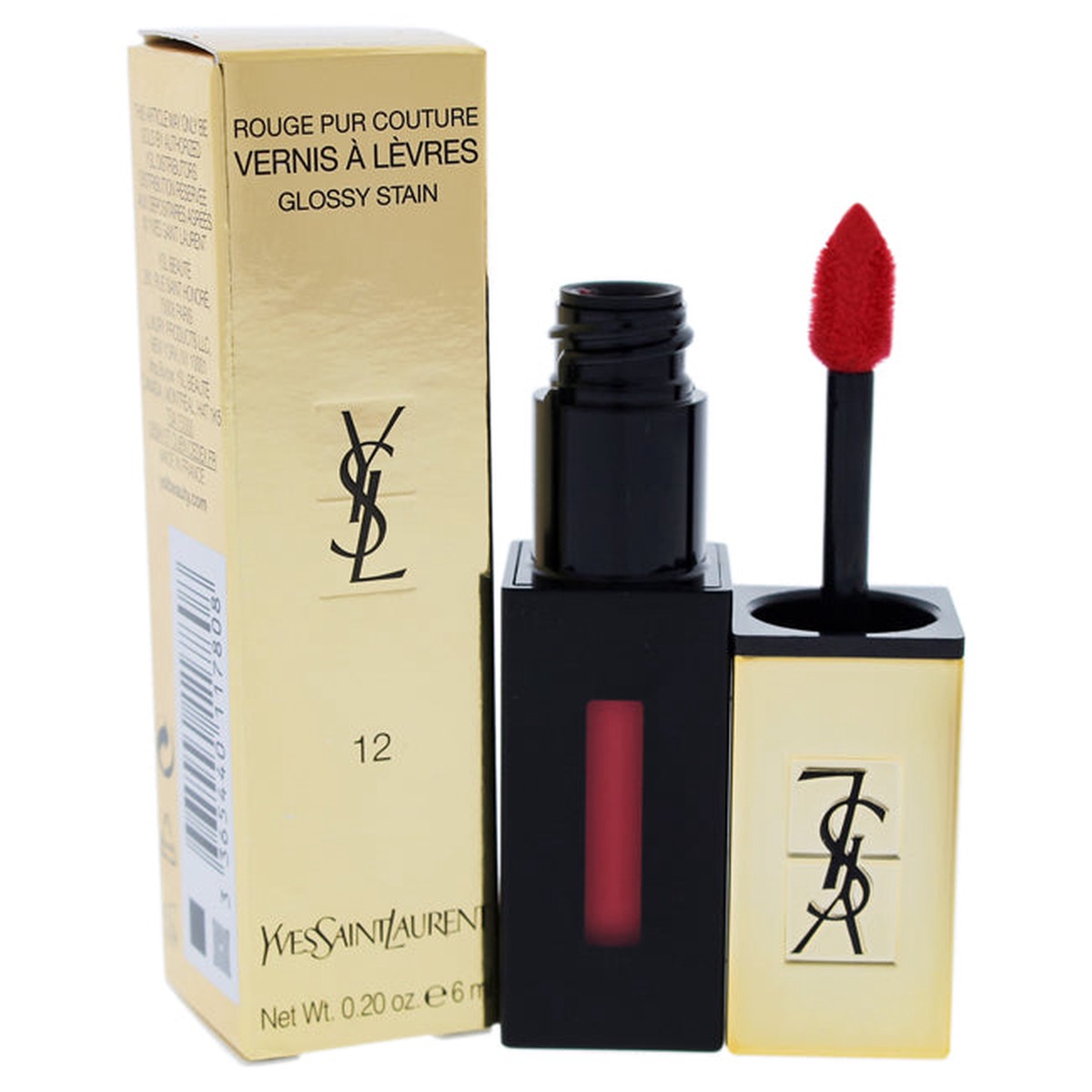 Yves Saint Laurent Rouge Pur Couture Vernis A Levres Glossy Stain - 12 Corail Acrylic by Yves Saint Laurent for Women - 02 oz Lip Gloss