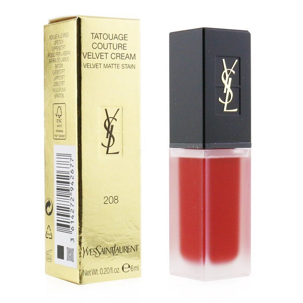Yves Saint Laurent Tatouage Couture Velvet Cream Velvet Matte Stain - 208 Rouge Faction 6ml02oz