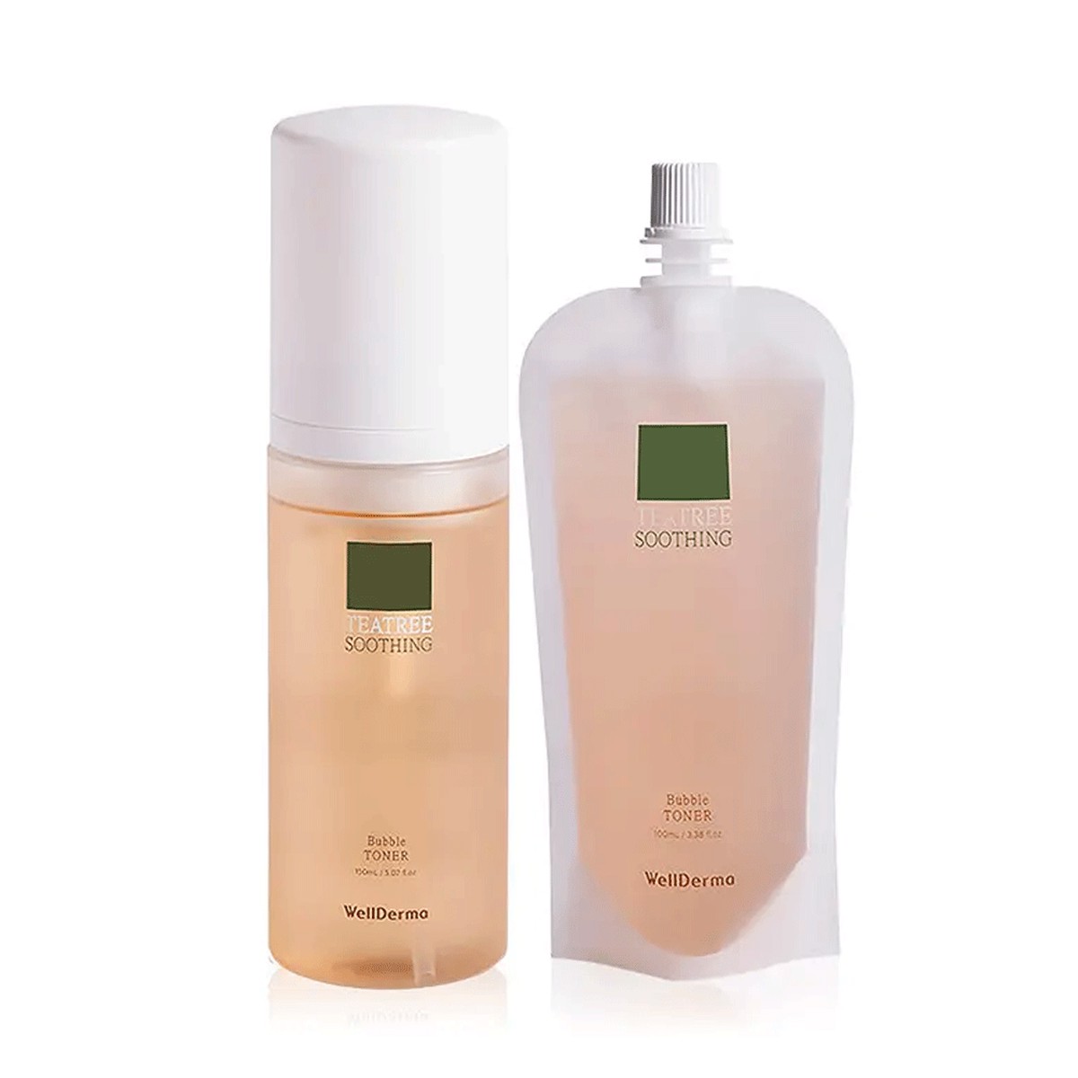 WellDerma TeaTree Soothing Bubble Toner 150ml Refill 100ml