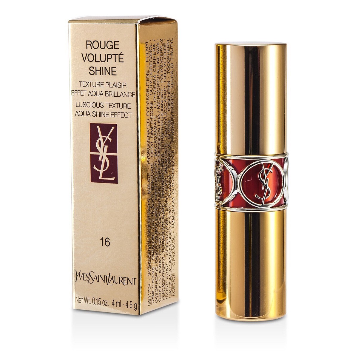 Yves Saint Laurent Rouge Volupte Shine - 16 Orange Impertinent Oragne Majorelle 32g011oz