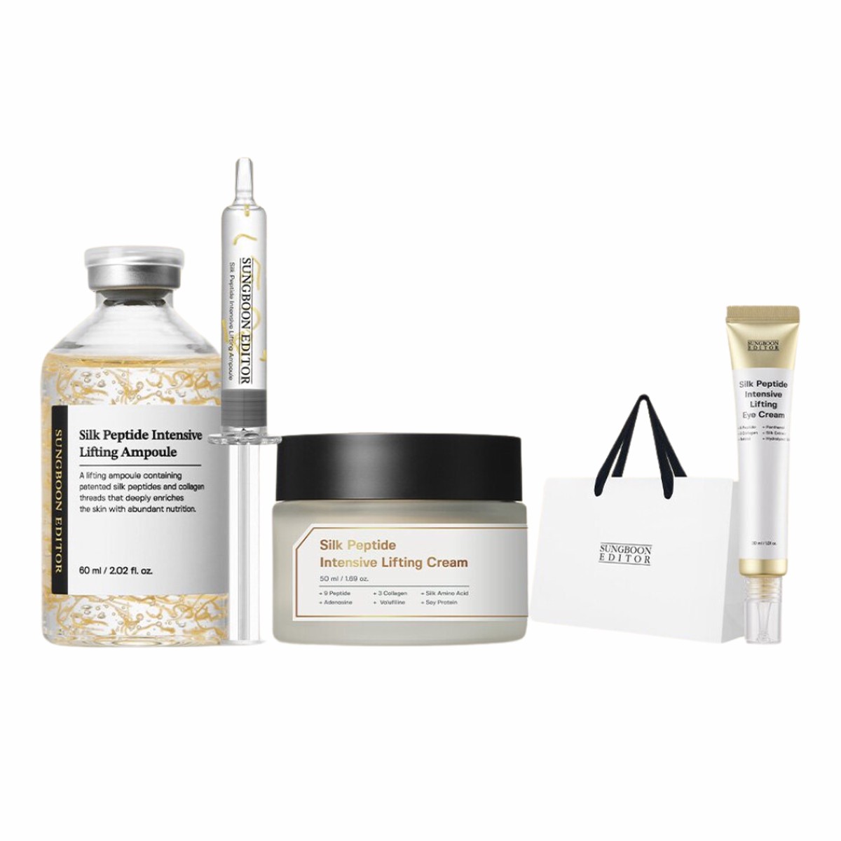 SUNGBOON EDITOR GIFT SET Silk Peptide Ampoule (60ml) Cream (50ml) Eye Cream