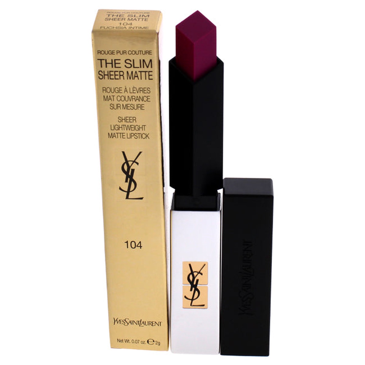 Yves Saint Laurent Rouge Pur Couture The Slim Sheer Matte Lipstick - 104 Fuchsia Intime by Yves Saint Laurent for Women - 007 oz Lipstick