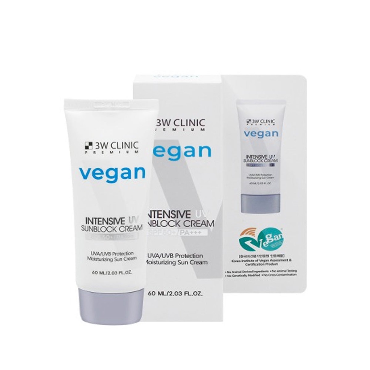 3W CLINIC Premium Vegan Intensive UV Sunblock Cream SPF50 PA 60ml