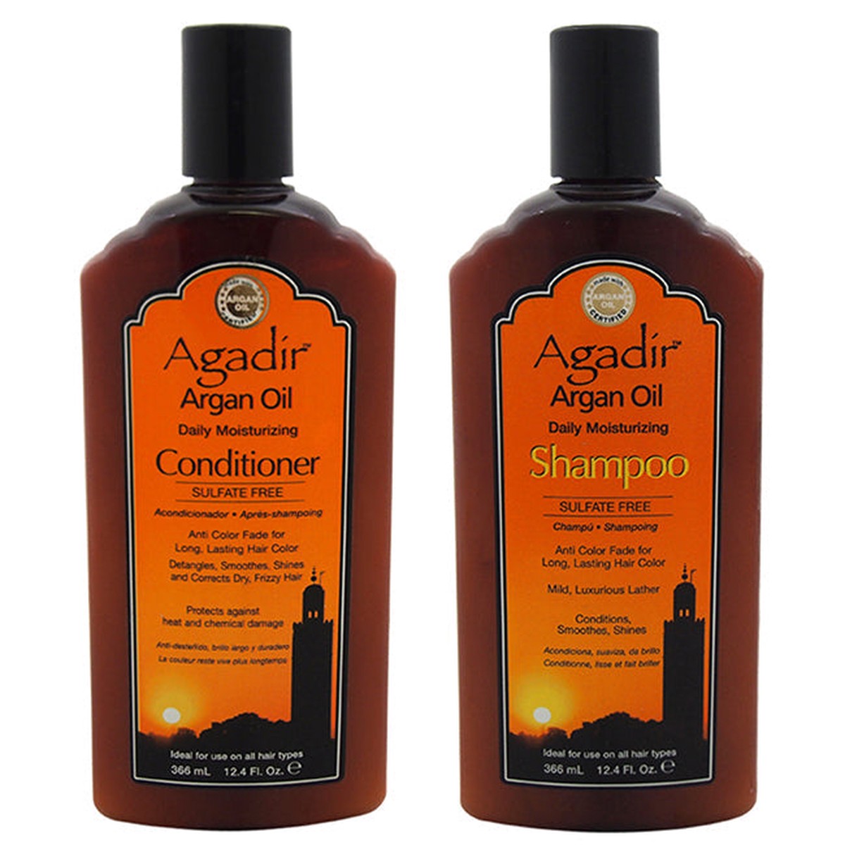Agadir Argan Oil Daily Moisturizing Shampoo and Conditioner Kit by Agadir for Unisex - 2 Pc Kit 12oz Shampoo 12oz Conditioner