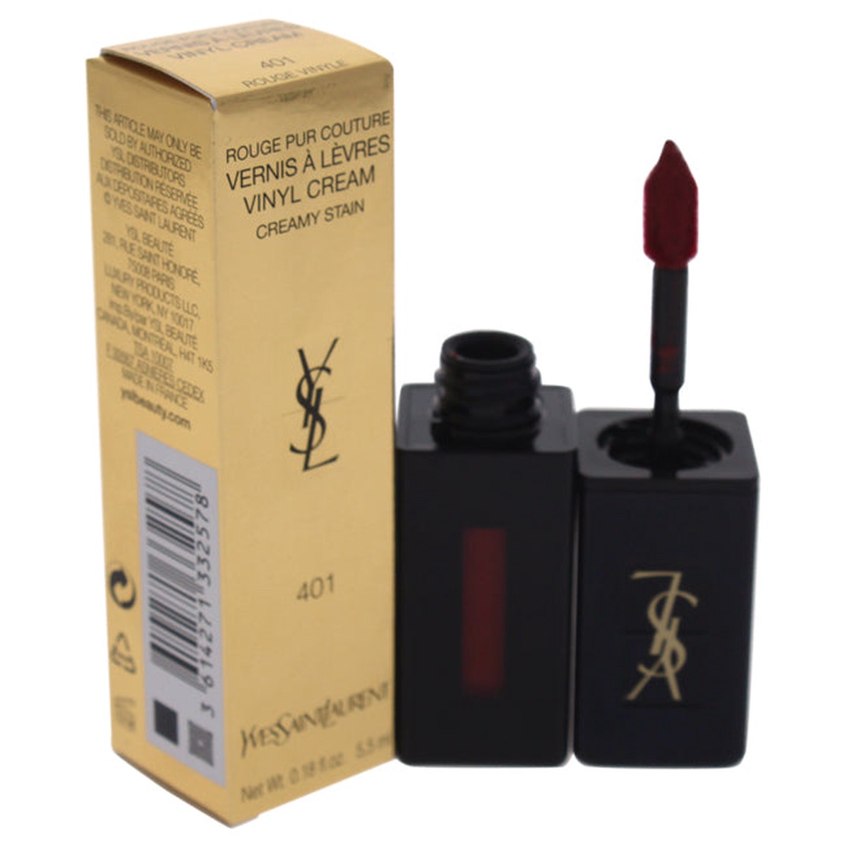 Yves Saint Laurent Vernis a Levres Vinyl Cream Lip Stain - 401 Rouge Vinyle by Yves Saint Laurent for Women - 018 oz Lip Gloss