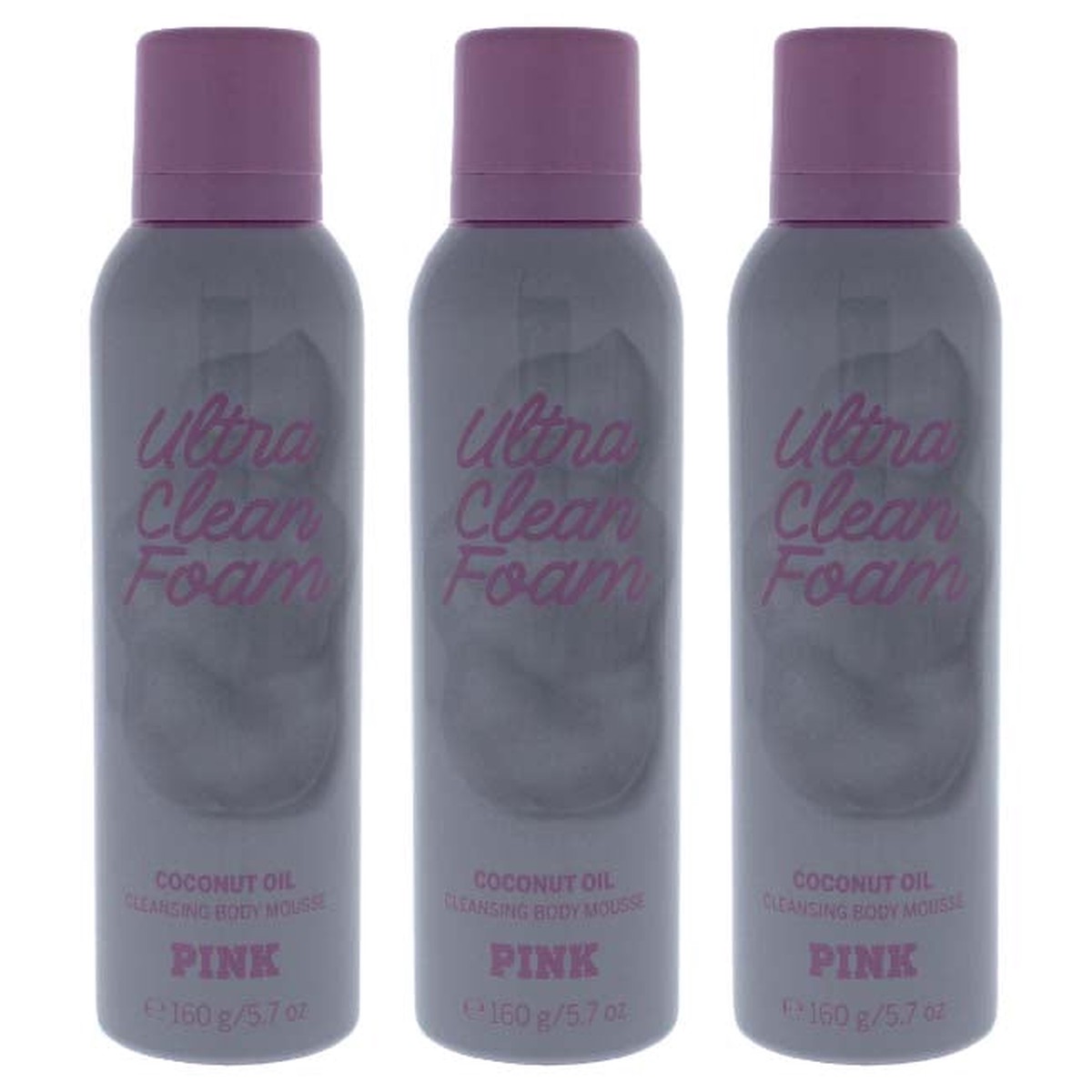 Victorias Secret Pink Ultra Clean Foam Coconut Oil Cleansing Body Mousse by Victorias Secret for Women - 57 oz Body Mousse - Pack of 3