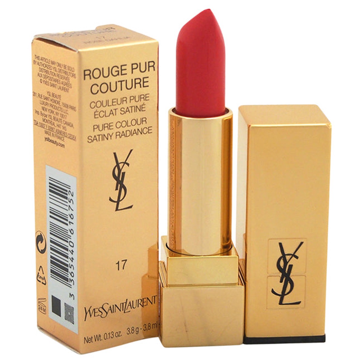 Yves Saint Laurent Rouge Pur Couture Pure Colour Satiny Radiance Lipstick - 17 Rose Dahlia by Yves Saint Laurent for Women - 013 oz Lipstick