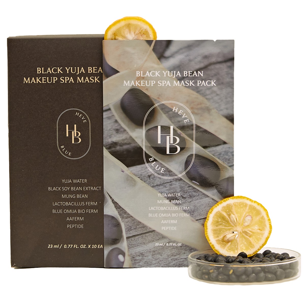 HEVE BLUE Black Yuja Bean Makeup Spa Mask Pack 23ml10ea