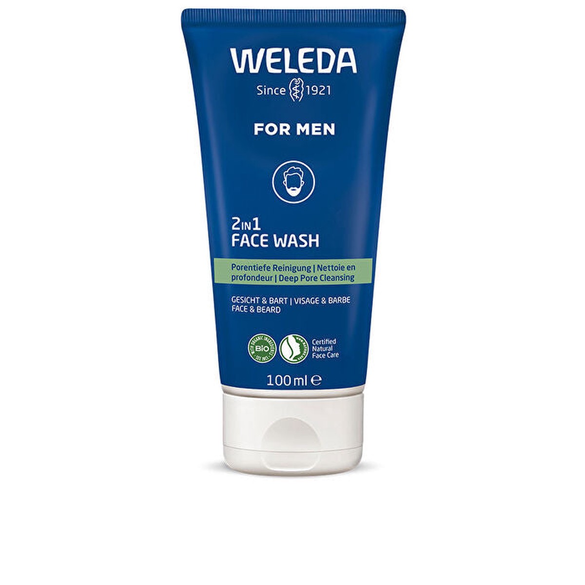 Weleda WELEDA Bio FOR MEN 2in1 Face Wash Refreshing Natural Mens Facial CleansingBeard Care Gel with Willow Bark Licorice Root 100ml