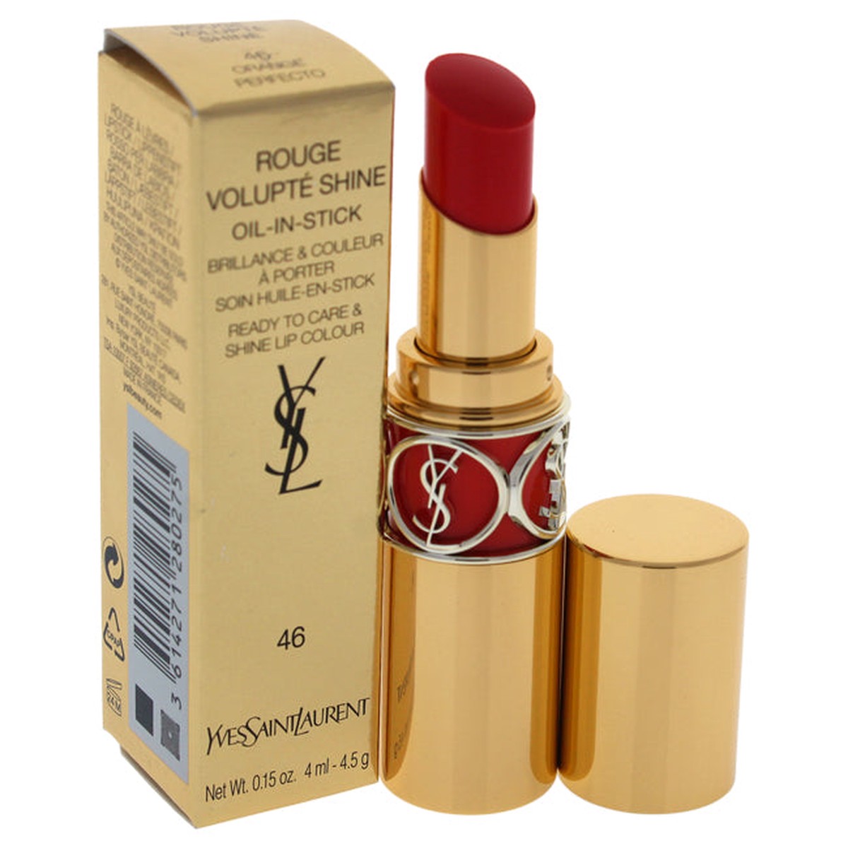 Yves Saint Laurent Rouge Volupte Shine Oil-In-Stick Lipstick - 46 Orange Perfecto by Yves Saint Laurent for Women - 011 oz Lipstick