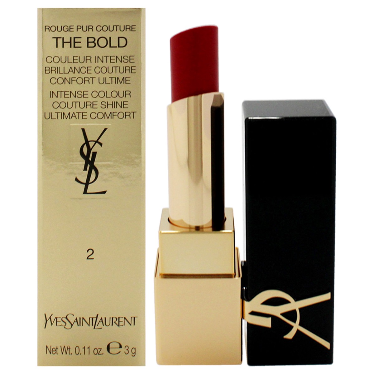 Yves Saint Laurent Rouge Pur Couture The Bold Lipstick - 02 Wilful Red by Yves Saint Laurent for Women - 011 oz Lipstick